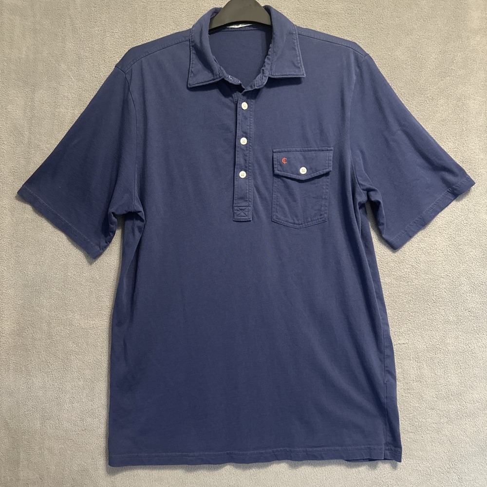 Criquet Polo Shirt Organic Cotton Mens Size M Blue Pocket Retro Sport Old Money